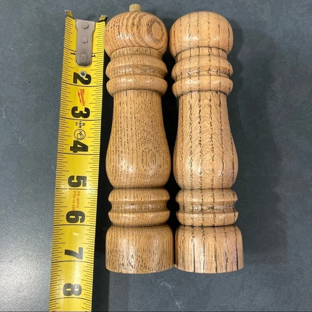 NEW OLD STOCK vintage wooden salt & pepper shaker grinder set